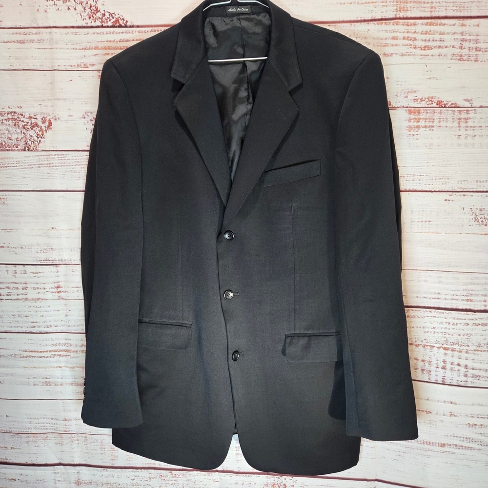 Inspiro‎ Super 100s Woolmark Black Blazer Jacket Men's Large 44L